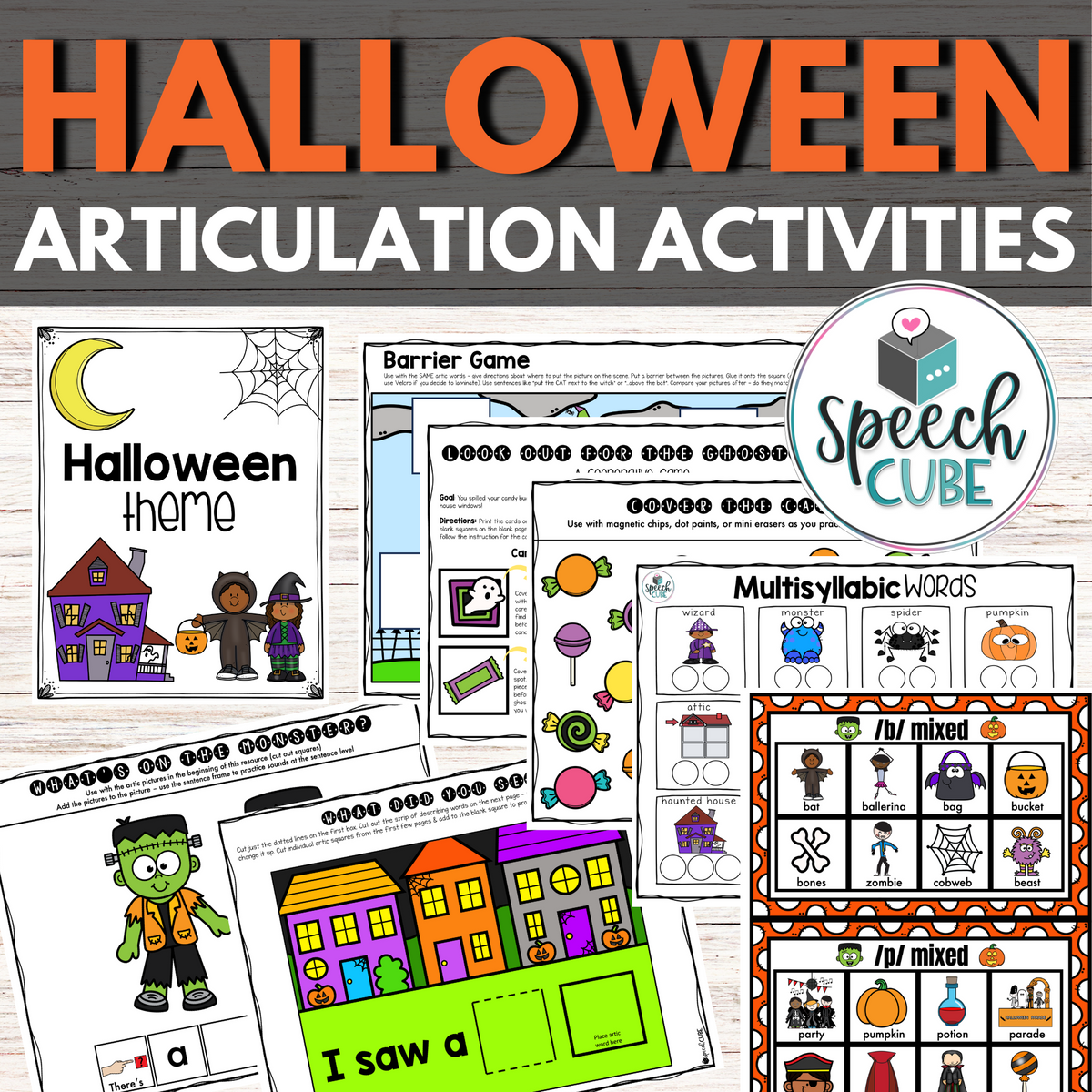 Halloween Articulation Activities Speech Cube