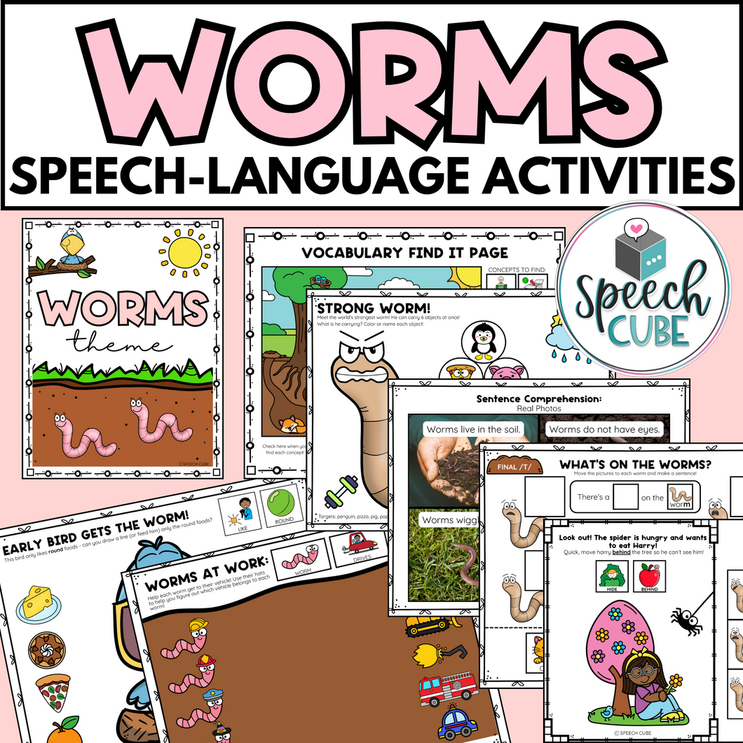 Worms Themed Speech Therapy Activities